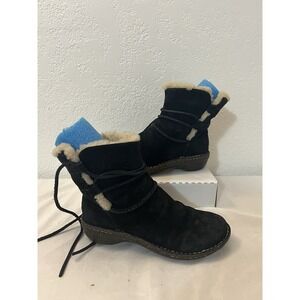UGG Caspia Womens Size 6 Black Suede Shearling Lace Up Winter Snow Ankle Boots